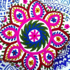 Suzani Embroidered Pillow Cover, Indian Outdoor Cushions, Decorative Throw Pillow Case, Pom Pom Cushion Cover 16x16, Boho Pillow Shams (50)