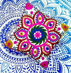 Suzani Embroidered Pillow Cover, Indian Outdoor Cushions, Decorative Throw Pillow Case, Pom Pom Cushion Cover 16x16, Boho Pillow Shams (50)