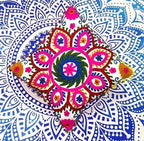 Suzani Embroidered Pillow Cover, Indian Outdoor Cushions, Decorative Throw Pillow Case, Pom Pom Cushion Cover 16x16, Boho Pillow Shams (50)