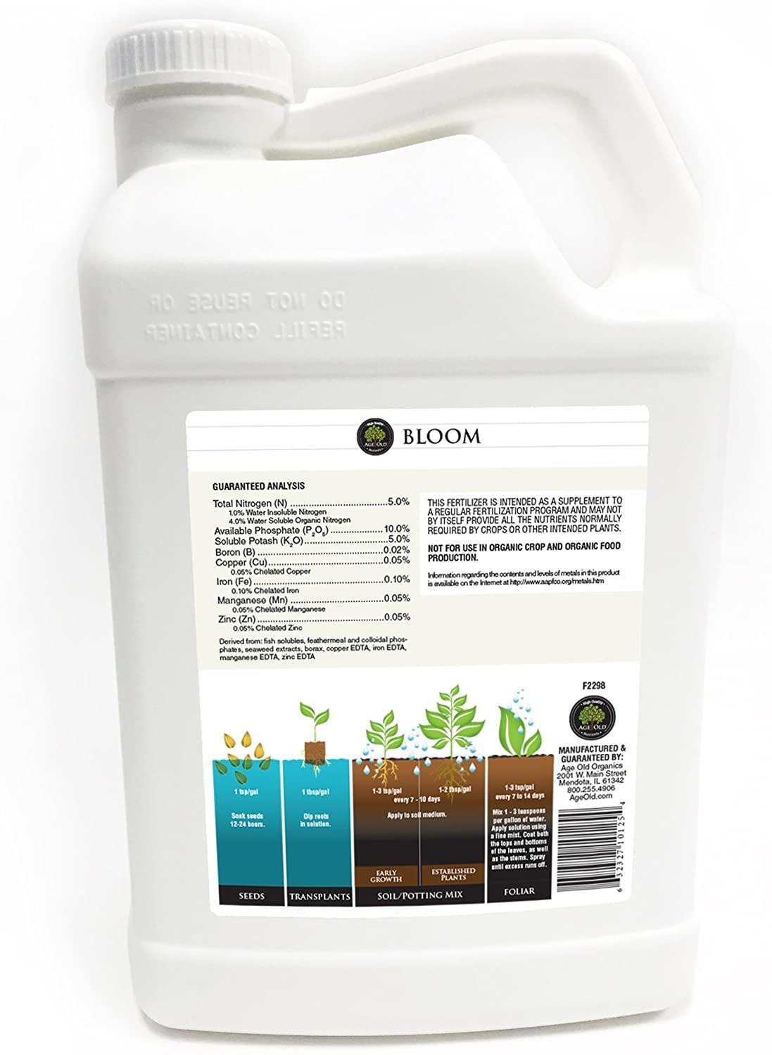 age old bloom natural based liquid fertilizer, 2.5-gallon