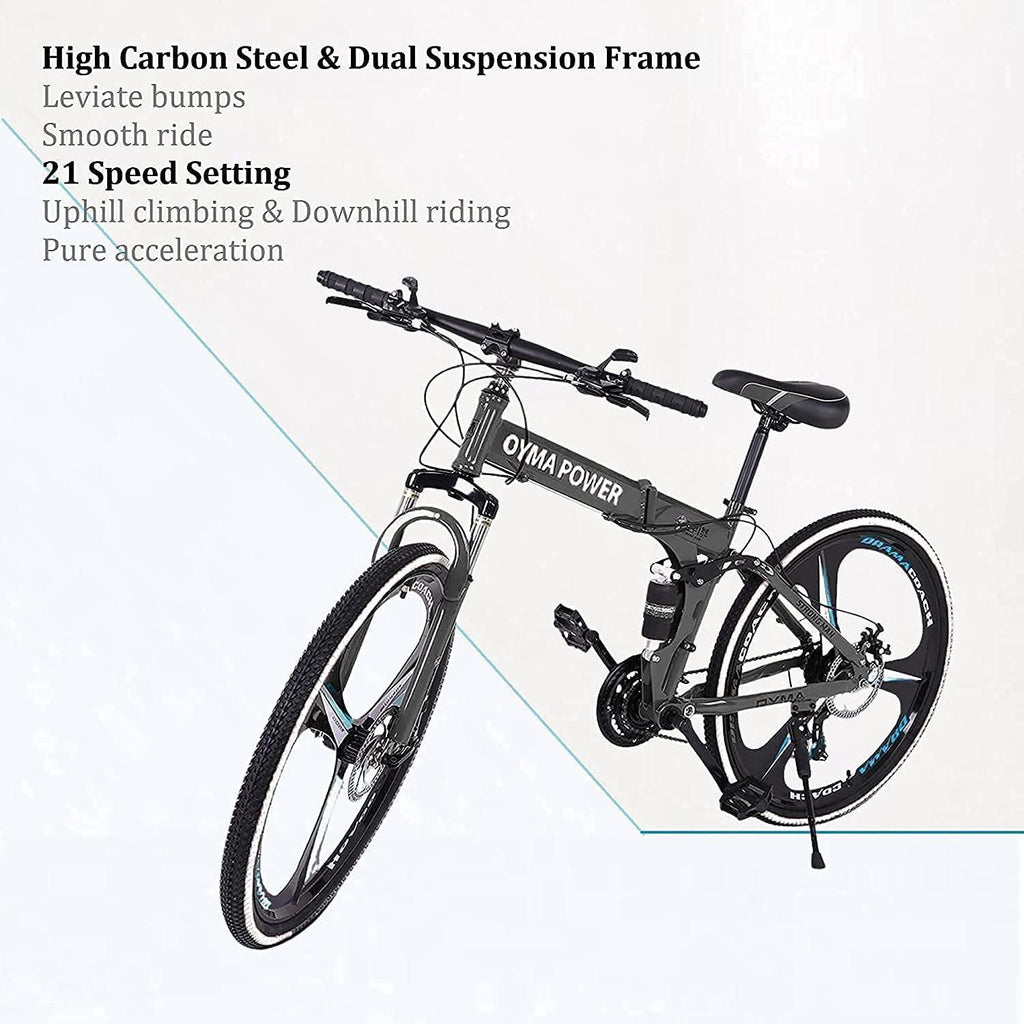 26in Folding Mountain Bikë s 21 Spëëd Biçyclë Full Suspënsion MTB Bikës