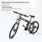 26in Folding Mountain Bikë s 21 Spëëd Biçyclë Full Suspënsion MTB Bikës
