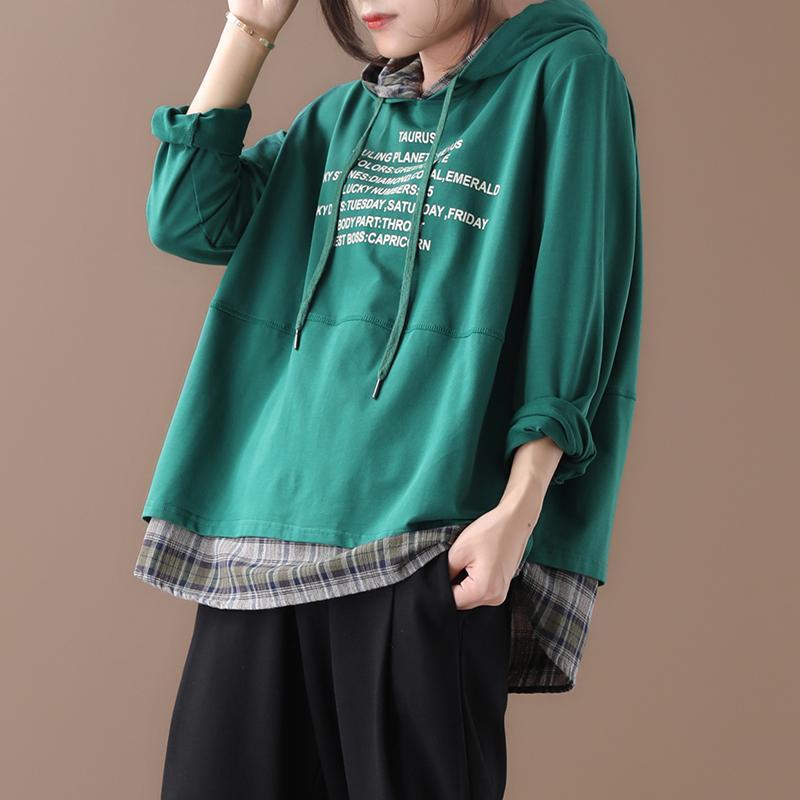 Spring Loose Printing Fake Two-piece Long-sleeved Hoodie