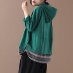Spring Loose Printing Fake Two-piece Long-sleeved Hoodie