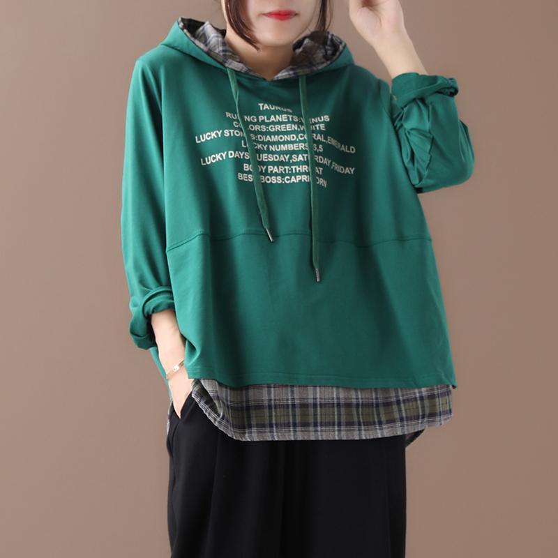 Spring Loose Printing Fake Two-piece Long-sleeved Hoodie