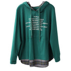 Spring Loose Printing Fake Two-piece Long-sleeved Hoodie