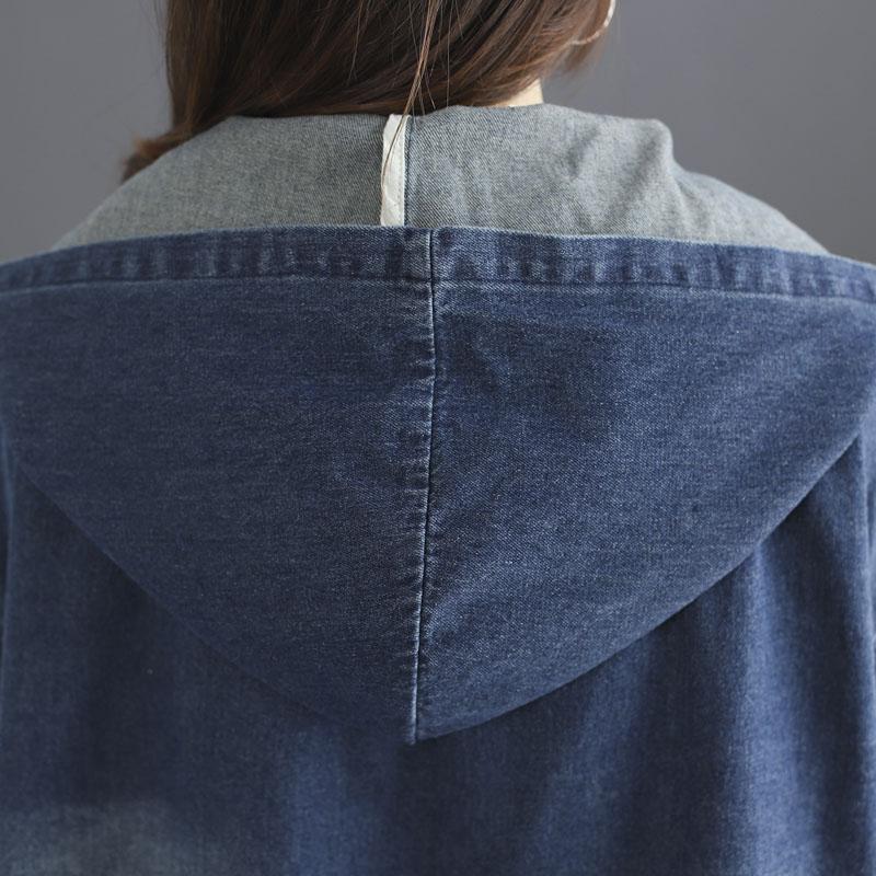 Autumn Loose Hoodie Cotton Denim Short Coat