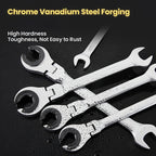 6pcs/set Tubing Ratchet Wrench Metric Tubing Wrench Set, Open Flexible Head 72 Teeth For Car Repair Oil Wrenches Hand Tools