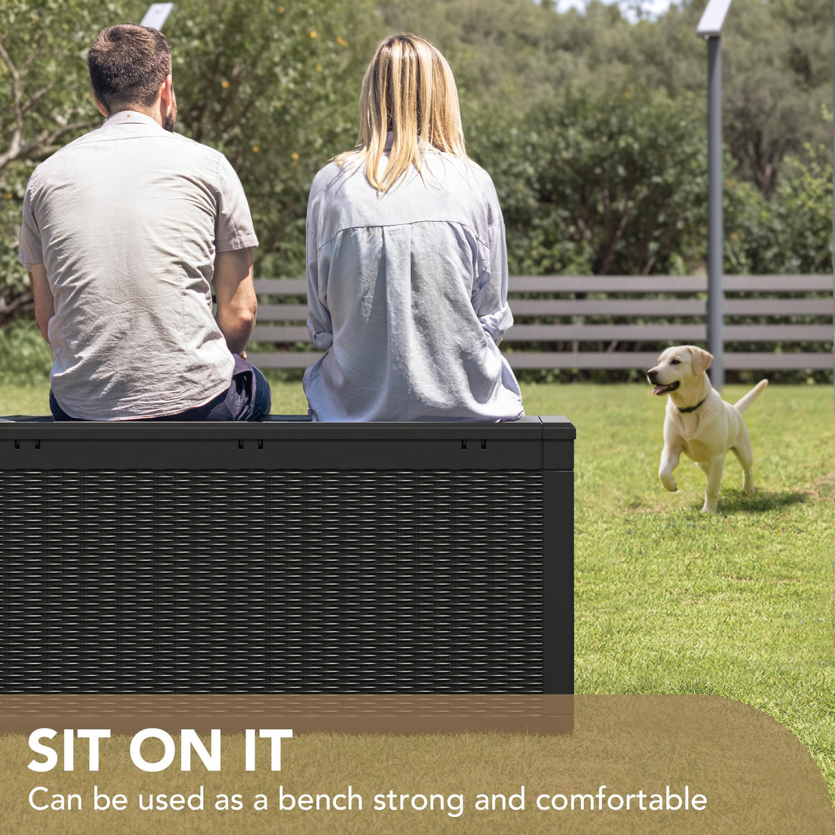 100 Gallon Waterproof LarResin Deck Box Indoor Outdoor Lockable StoraContainer for Patio Furniture Cushions Garden Tools (100 Gallon, Black)