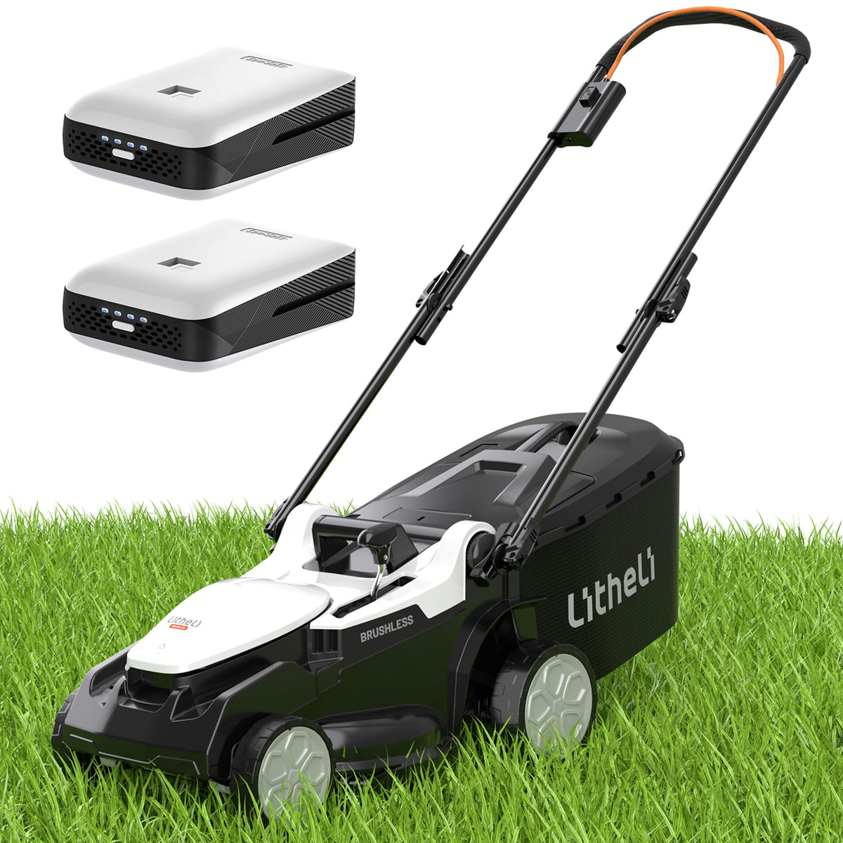16 Inch Lawn Mower 2 x 20V Brushless Electric Mowers for Garden Yards, Lightweight Cordless Lawnmower with 6-Position Height Adjustment, 2 x 4.0Ah Battery Include