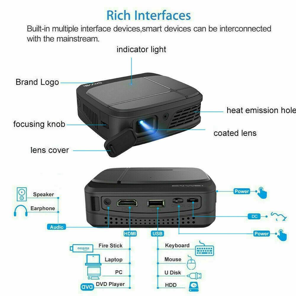 wireless portable wifi dlp projectors full hd 3d home cinema movie tv for trip