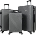 PC Luggage Suitcase Carry on Luggage Sets with 4 Spinner Wheels Tourister Hard Luggage Set (Grey)