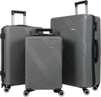 PC Luggage Suitcase Carry on Luggage Sets with 4 Spinner Wheels Tourister Hard Luggage Set (Grey)
