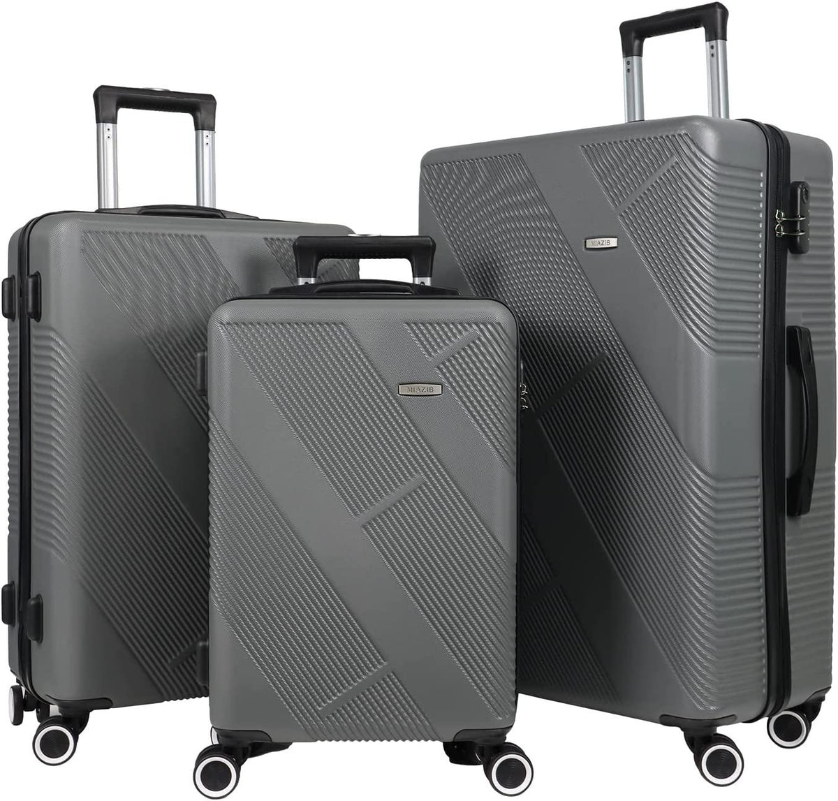 PC Luggage Suitcase Carry on Luggage Sets with 4 Spinner Wheels Tourister Hard Luggage Set (Grey)