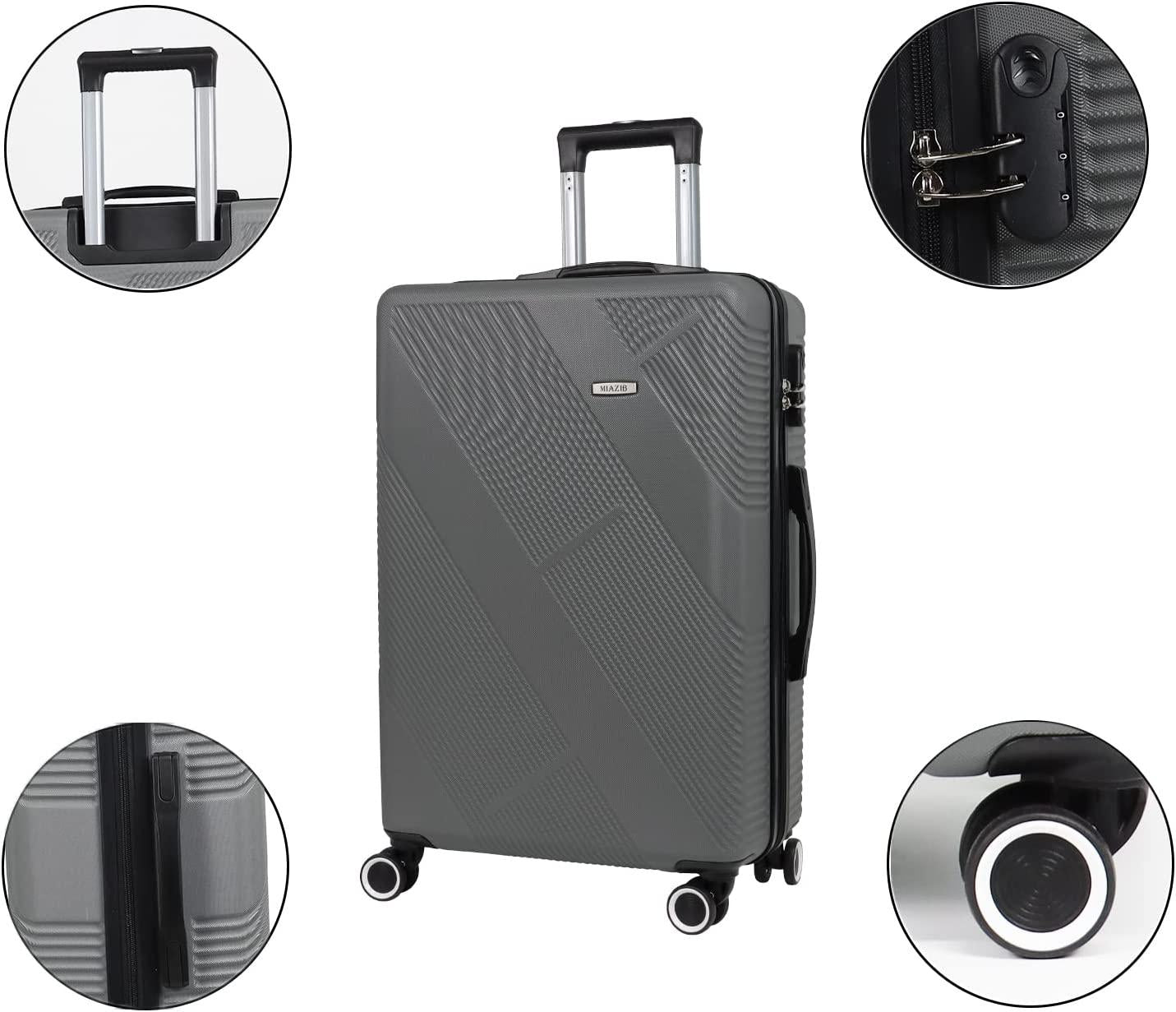 PC Luggage Suitcase Carry on Luggage Sets with 4 Spinner Wheels Tourister Hard Luggage Set (Grey)
