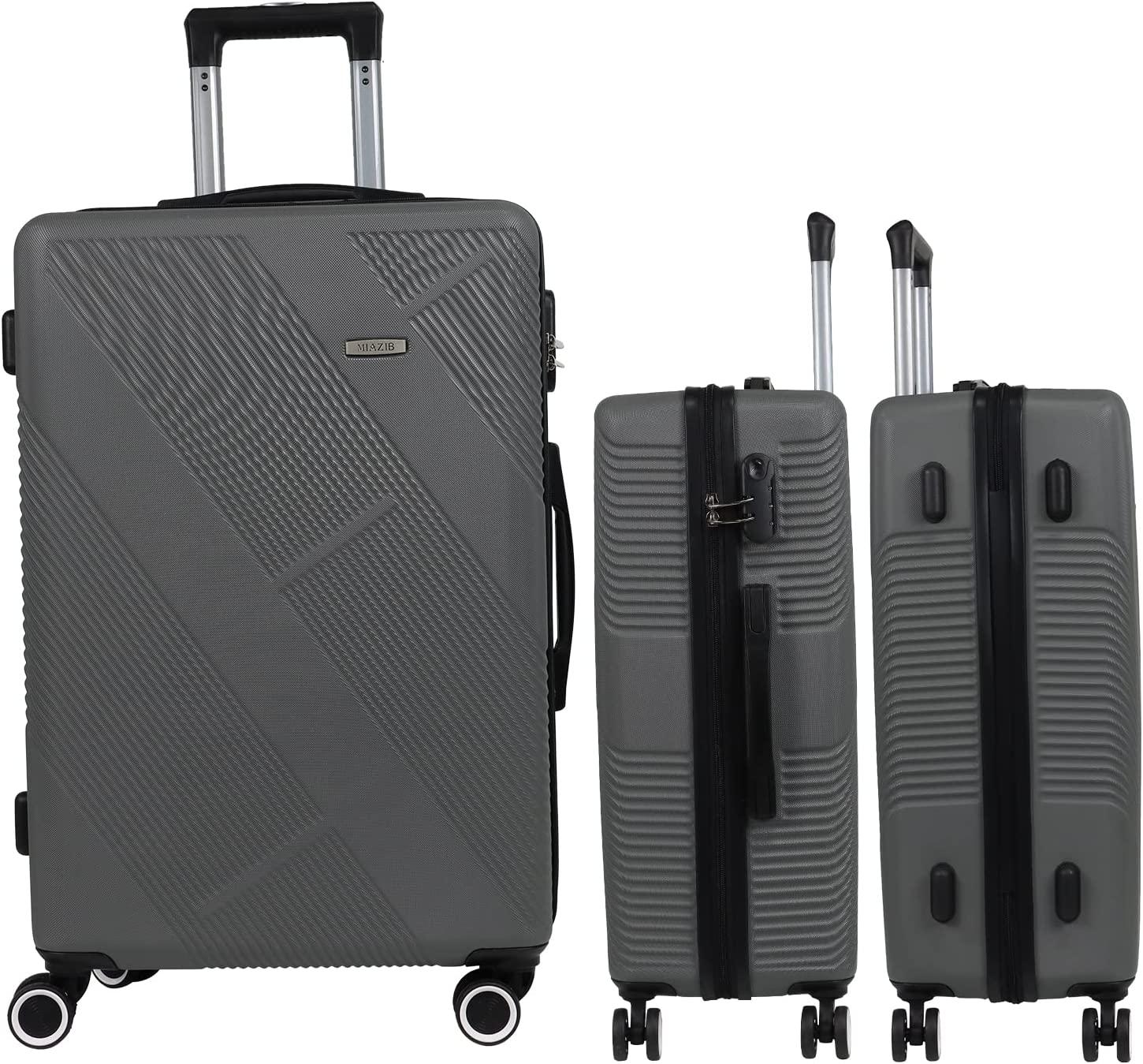 PC Luggage Suitcase Carry on Luggage Sets with 4 Spinner Wheels Tourister Hard Luggage Set (Grey)
