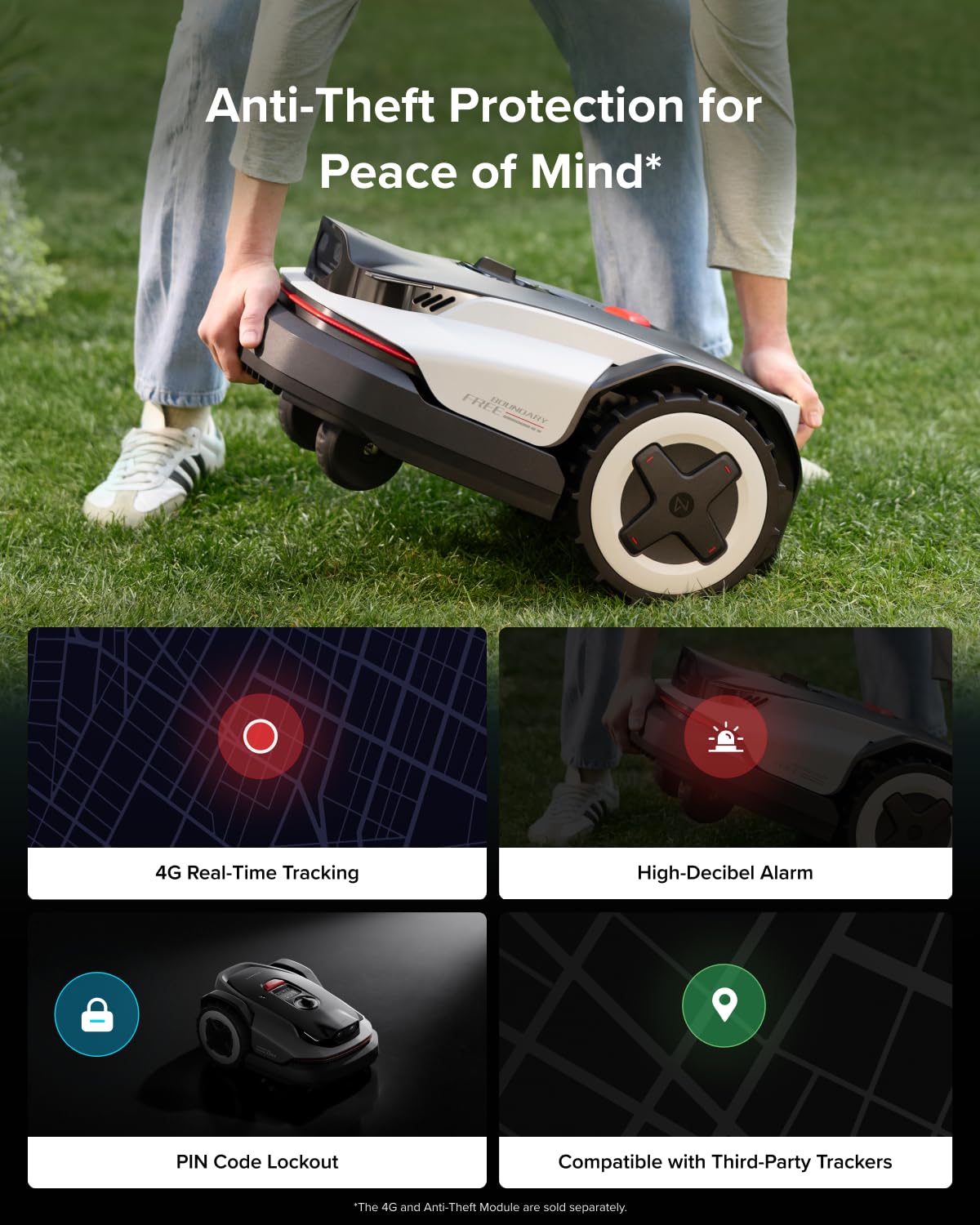 RockNeo Q110H Robot Lawn Mower, Wire-Robotic Lawn Mower with Full-Band RTK + VSLAM Navigation, Auto Mapping, AI Vision Obstacle Avoidance, App Control, 45% Slope, Covers Up to 1/4 Acre