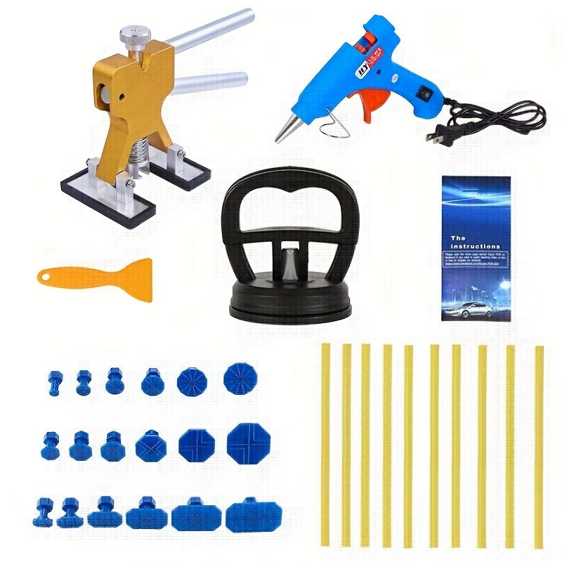 Auto Dent Puller Kit - Adjustable Golden Dent Remover Tools Paintless Dent Repair Kit Dent Lifter Puller For Car Lar& Small Ding Hail Dent Removal