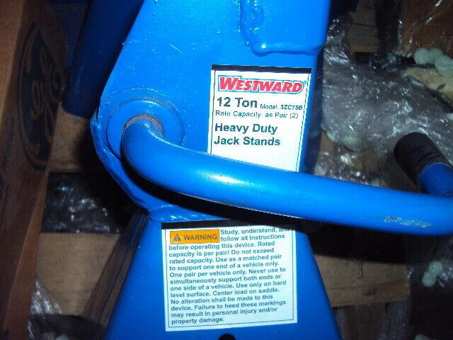 WESTWARD 3ZC75 Heavy Duty Vehilcle Stand , 12 TON LB CAPCITY PER 2 , 1 PAIR