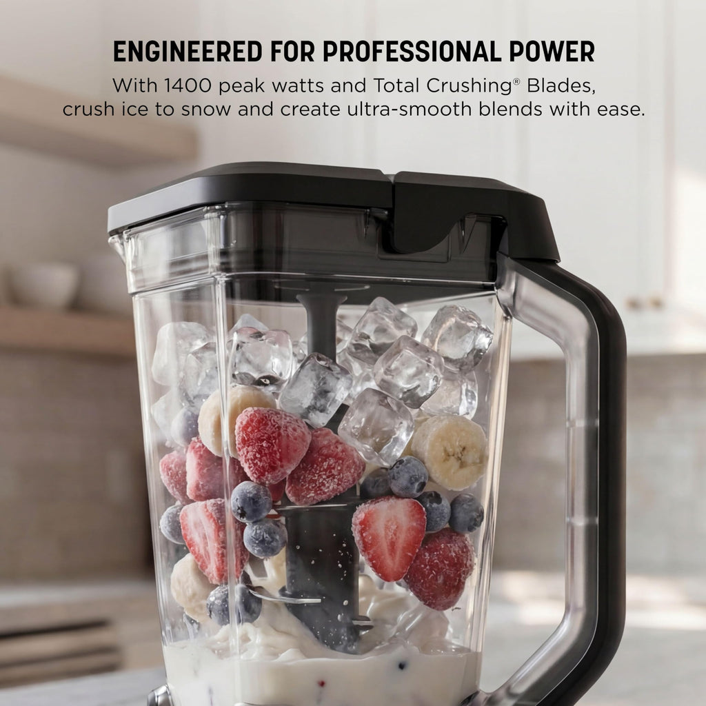 Professional Plus Blender Premier | Max Power Smoothie Blender, Ice Cream Maker, Frozen Drink & Margarita Machine | 3 Auto IQPresets, 1400 W, 72oz Total Crushing Pitcher | Blue | BN701BLBRN