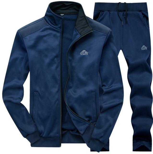 Tracksuit Men 2021 Autumn Sportwear Fashion Mens Hip Hop Set 2PC Zipper Hooded Sweatshirt Jacket+Pant Suit