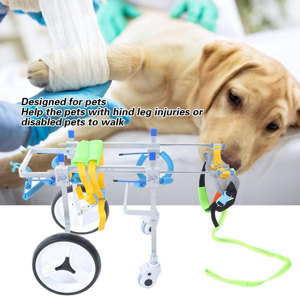 Zouminy Pet Wheelchair, 4-Wheeled Pet Wheelchair Disabled Dog Assisted Walk Car Hind Leg Rehabilitation Auxiliary Car for Dogs Cats