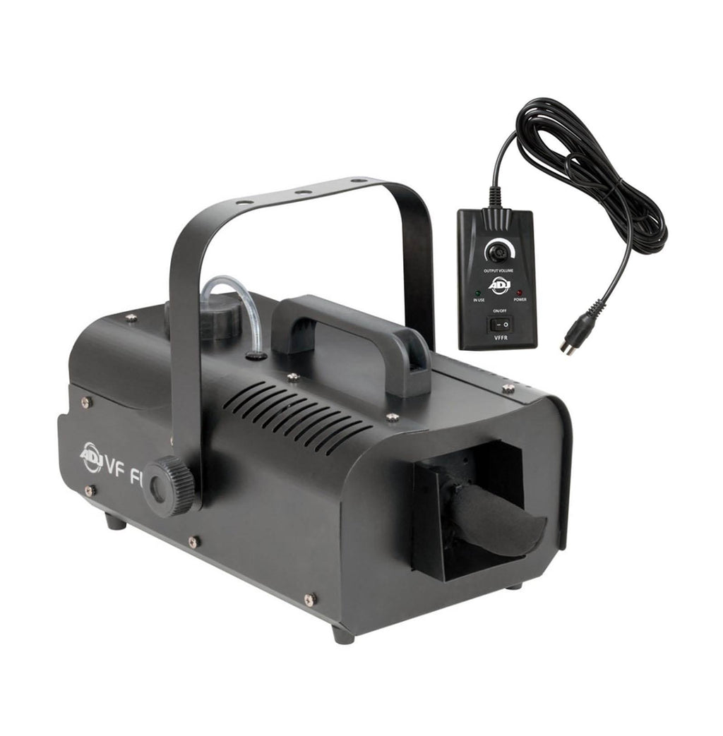(2) American DJ VF Flurry High Output Snow Machines w/ Remotes &amp; (2) Snow Fluids
