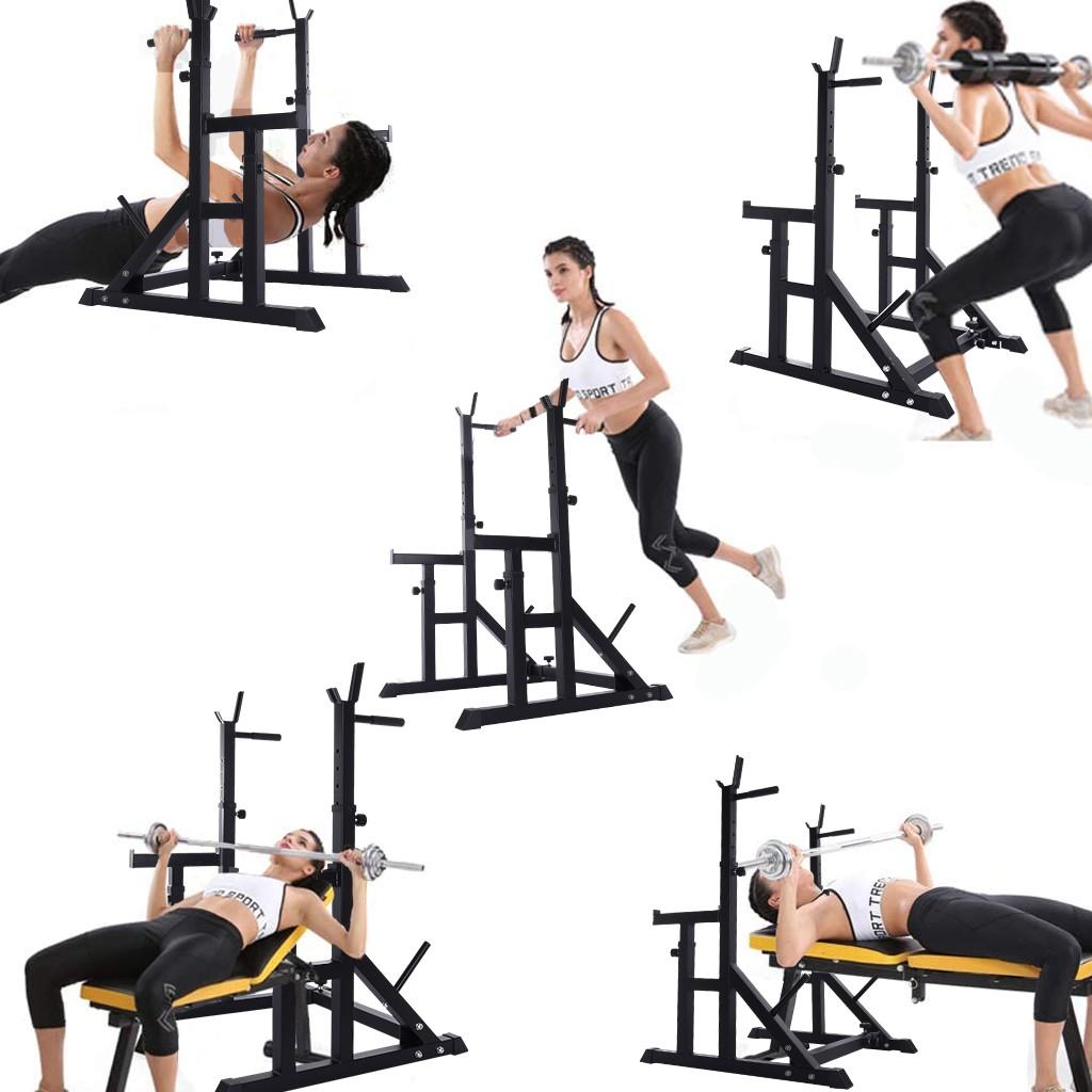 Yotoy Adjustable Squat Rack Stands Multifunction Barbell Bench Press Dipping Station