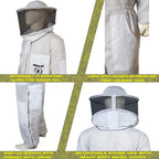 brutul bee 3 layer beekeeping ultralight ventilated suit with round veil (white, m)