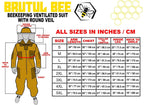 brutul bee 3 layer beekeeping ultralight ventilated suit with round veil (white, m)