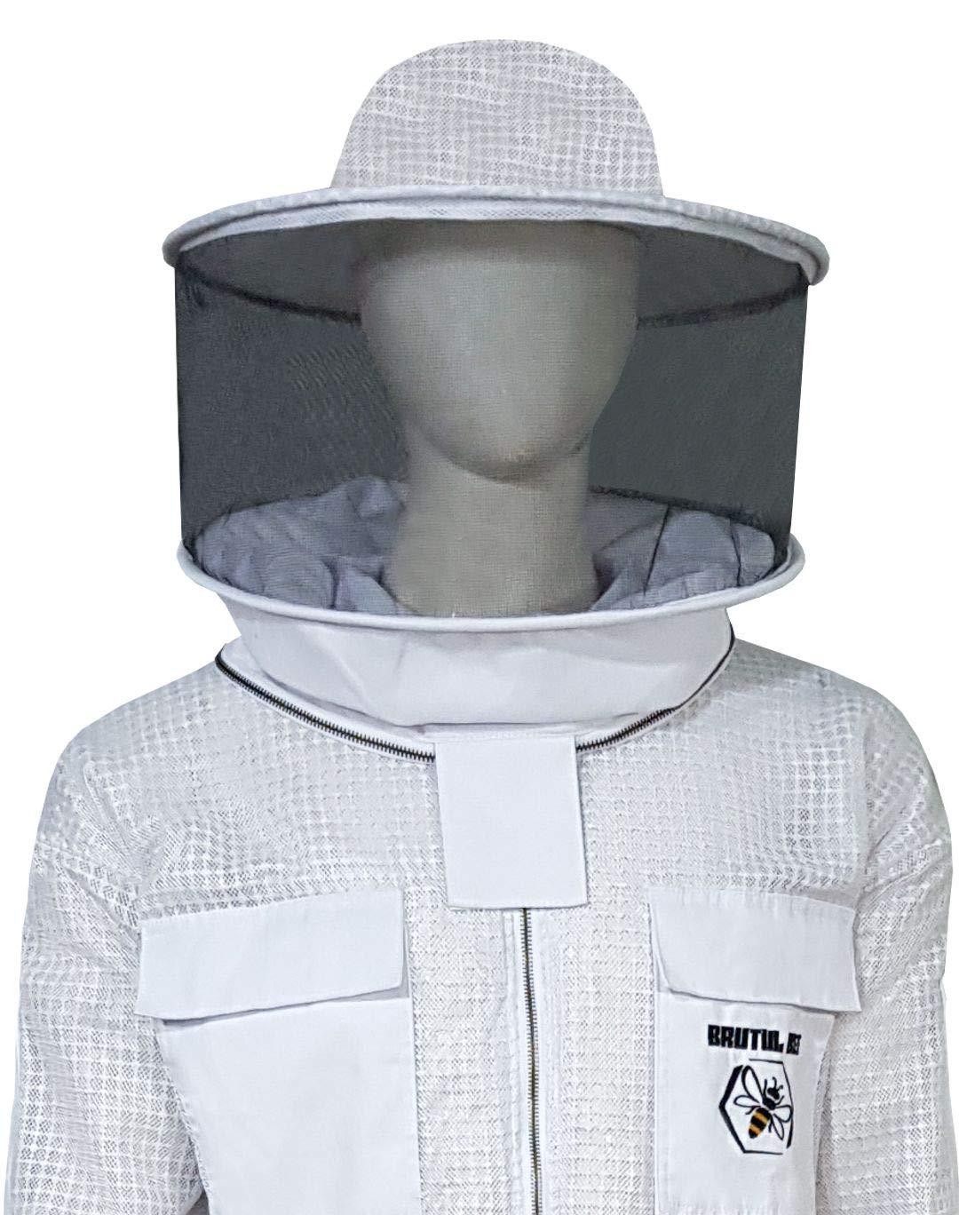 brutul bee 3 layer beekeeping ultralight ventilated suit with round veil (white, m)