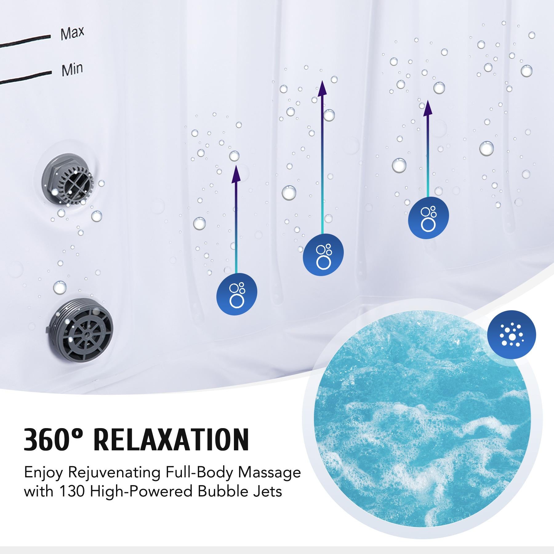 co-z 4-6 person 7' blow up hot tub w 130 air jets heater cover electric pump portable pool gray