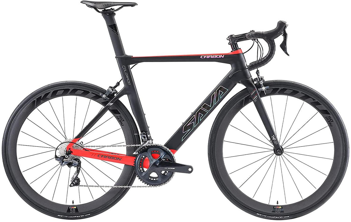 Carbon Road Bike, SAVA HERD6.0 T800 Carbon Fiber 700C Road Bicycle with 105 22 Speed Groupset Ultra-Light Carbon Wheelset Seatpost Fork Bicycle