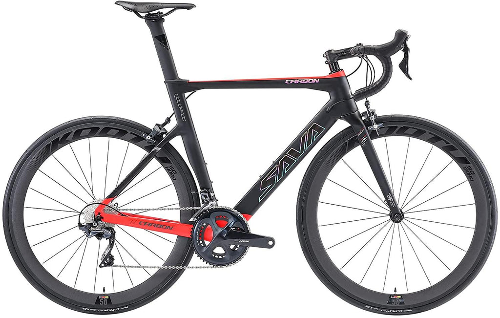 Carbon Road Bike, SAVA HERD6.0 T800 Carbon Fiber 700C Road Bicycle with 105 22 Speed Groupset Ultra-Light Carbon Wheelset Seatpost Fork Bicycle