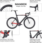 Carbon Road Bike, SAVA HERD6.0 T800 Carbon Fiber 700C Road Bicycle with 105 22 Speed Groupset Ultra-Light Carbon Wheelset Seatpost Fork Bicycle