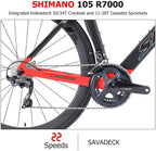 Carbon Road Bike, SAVA HERD6.0 T800 Carbon Fiber 700C Road Bicycle with 105 22 Speed Groupset Ultra-Light Carbon Wheelset Seatpost Fork Bicycle