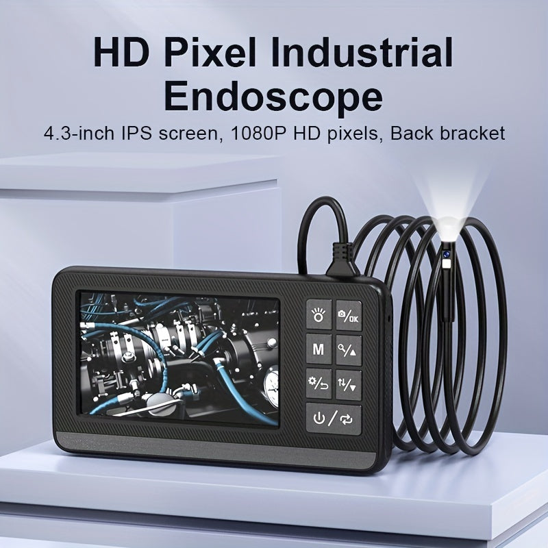 4.3 Inch IPS Industrial Endoscope HD Camera Photo IP67 Waterproof Ima3X Magnification 1080P Car Repair Engine Detection Air Repair Pipe Stain Probe