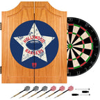 VAF 21 in. Hollywood Rangers Wood Dart Board Cabinet Set