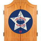 VAF 21 in. Hollywood Rangers Wood Dart Board Cabinet Set