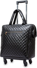 Leather Softside Underseat Carry on Suitcases Travel Duffel Bag with 4-rolling Spinner Wheels