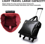 Leather Softside Underseat Carry on Suitcases Travel Duffel Bag with 4-rolling Spinner Wheels