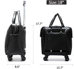 Leather Softside Underseat Carry on Suitcases Travel Duffel Bag with 4-rolling Spinner Wheels
