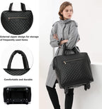 Leather Softside Underseat Carry on Suitcases Travel Duffel Bag with 4-rolling Spinner Wheels