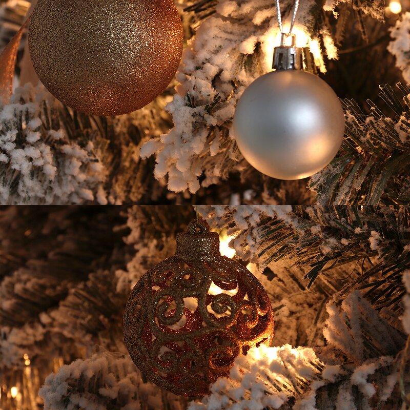 Abble Clear Prelit Incandescent Gold Flocked Spruce Artificial Christmas Tree, 8'