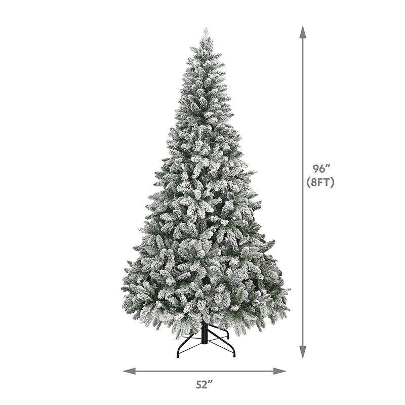 Abble Clear Prelit Incandescent Gold Flocked Spruce Artificial Christmas Tree, 8'