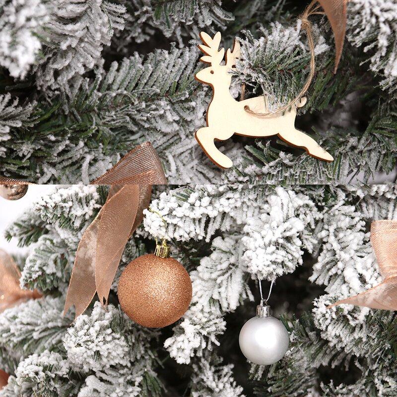 Abble Clear Prelit Incandescent Gold Flocked Spruce Artificial Christmas Tree, 8'