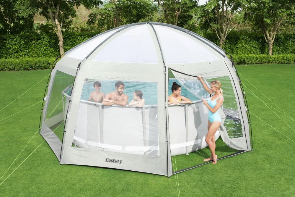 19ft 8" round multi-use pool dome fits spas and pools up to 16 ft outdoor cover