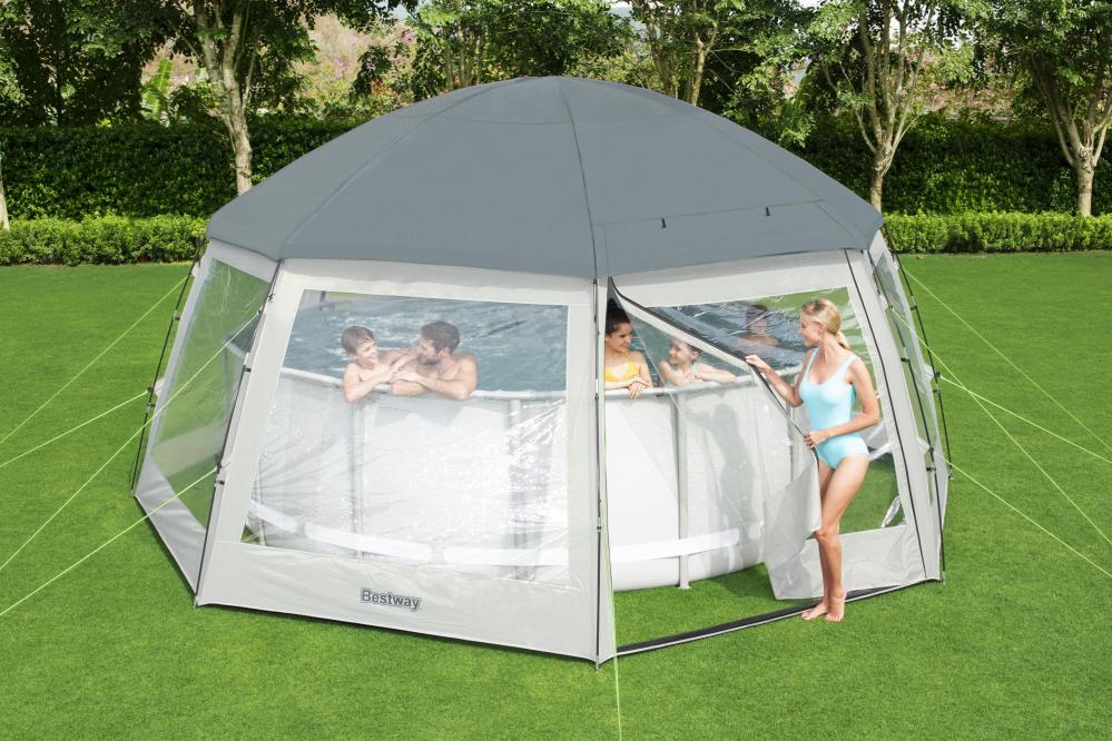 19ft 8" round multi-use pool dome fits spas and pools up to 16 ft outdoor cover