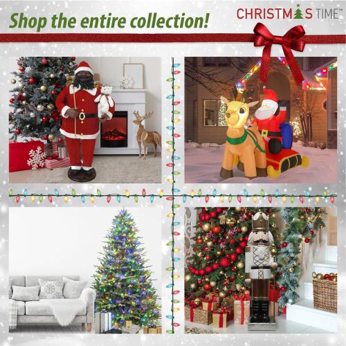 Christmastime Green Hinged Slim Snowy Christmas Tree, 6.5'