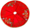 Mackenzie Childs Trailing Holly Red Check Beaded Christmas Tree Skirt. NEW!